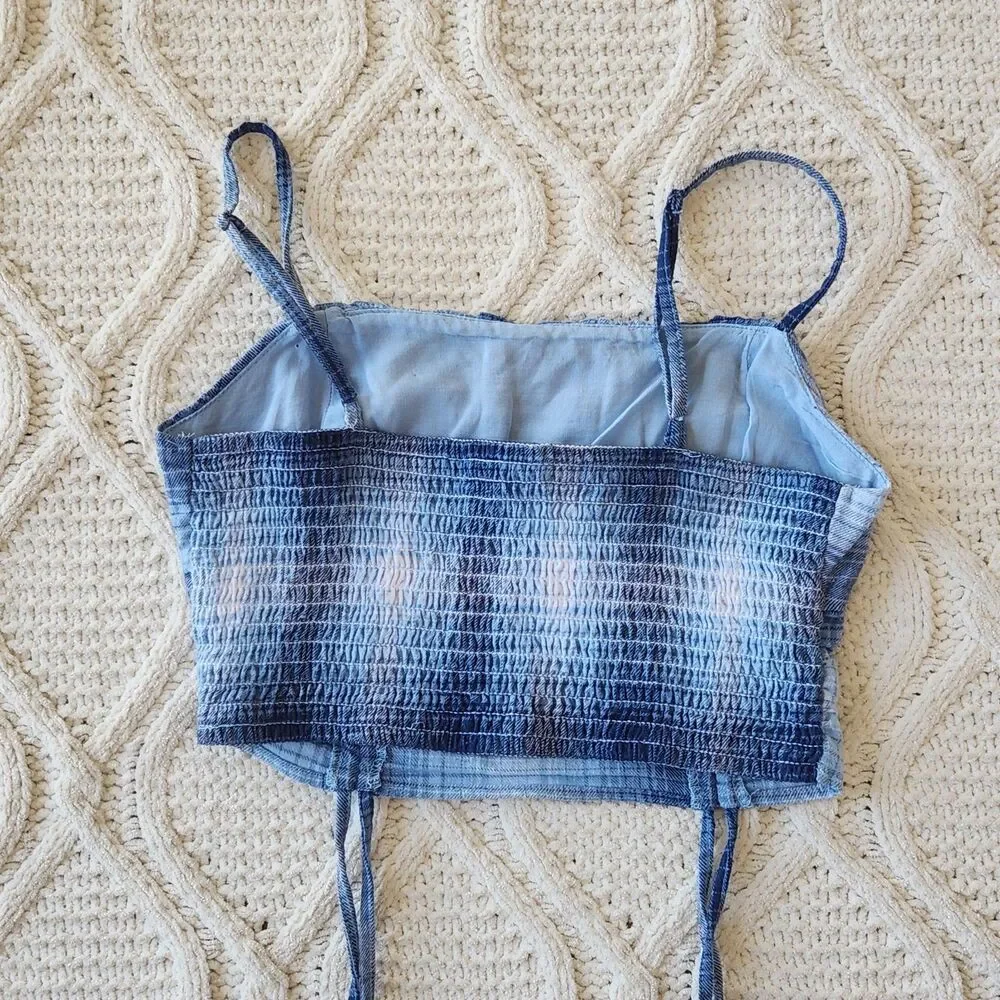 Aeropostale Blue Plaid Adjustable Crop Top Size XS - Picture 4 of 5